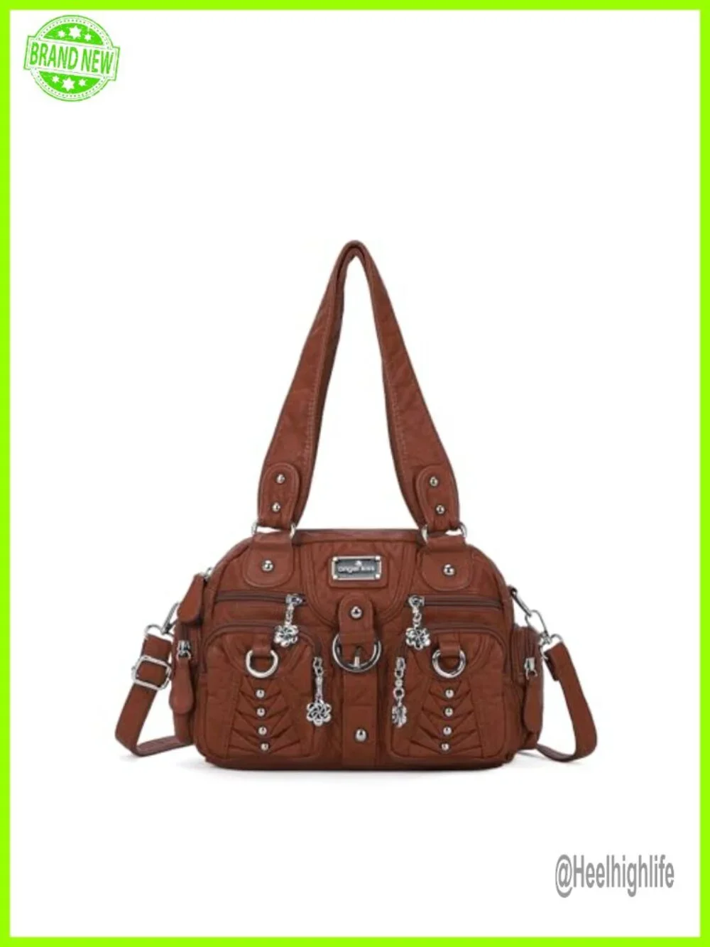 Small Hobo Crossbody Bag Vegan Leather Multi-Pocket Purse